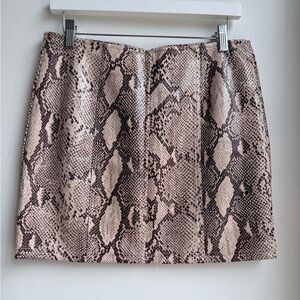Le Lis Women’s Mini Skirt Snake Print Brown & Tan Size L – Back Zip